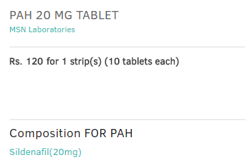 PAH 20 mg Price PAH 20 mg Price