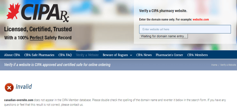 Canadian Overnite Pharmacy CIPA